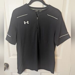UNDER ARMOUR SHORT SLEEVE HALF ZIP BlackBASEBALL SHIRT - YOUTH LARGE YLG *EUC*